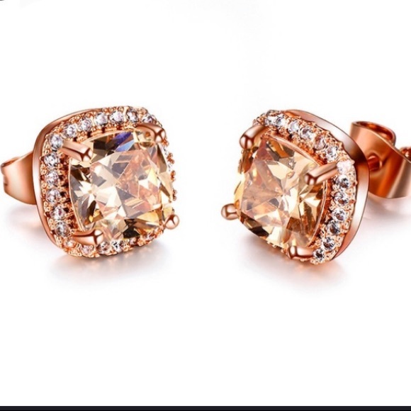 L21-HR SALE!8K Gold Princess Cut Morganite Champagne Topaz C - Picture 2 of 10